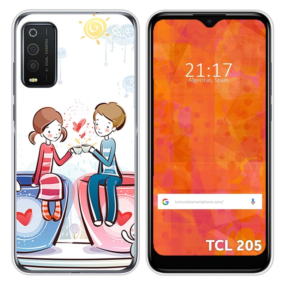 Funda Silicona para TCL 205 diseño Café Dibujos