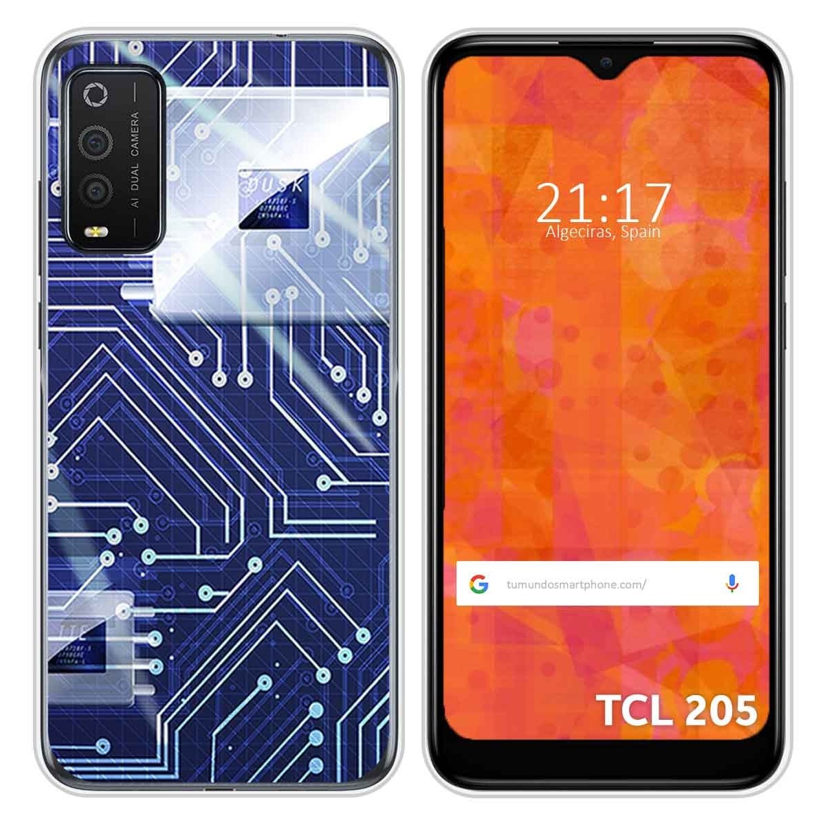 Funda Silicona para TCL 205 diseño Circuito Dibujos