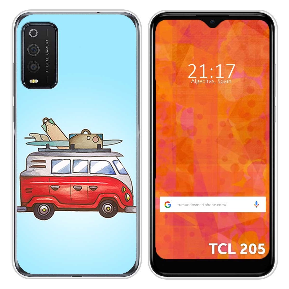 Funda Silicona para TCL 205 diseño Furgoneta Dibujos