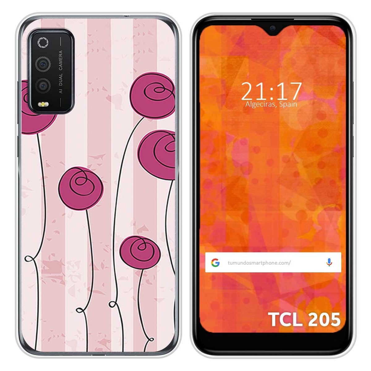 Funda Silicona para TCL 205 diseño Flores Vintage Dibujos