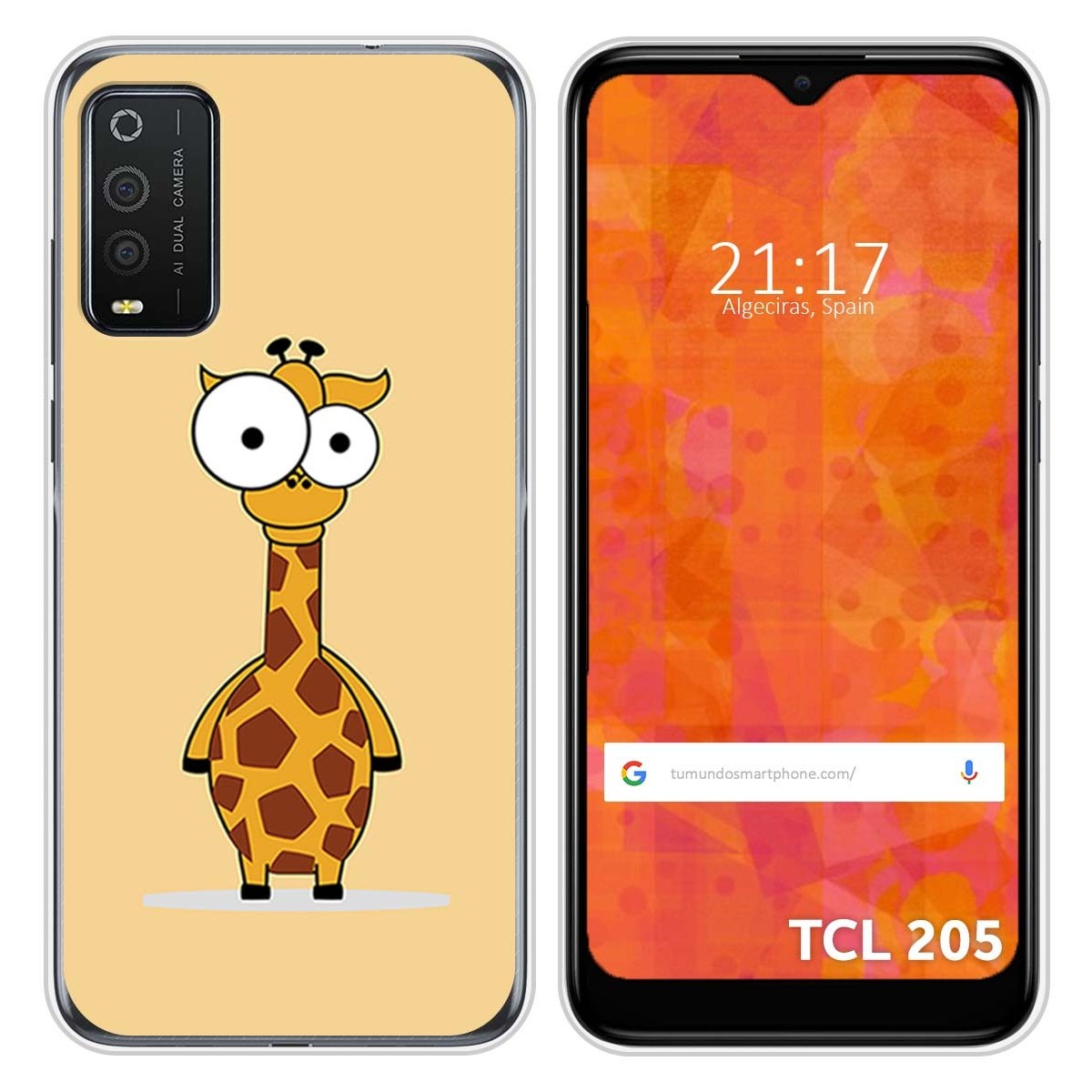 Funda Silicona para TCL 205 diseño Jirafa Dibujos