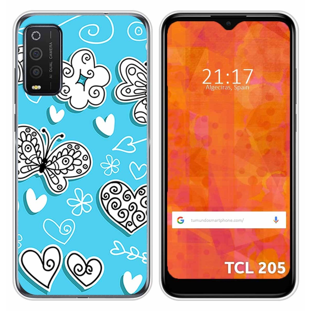 Funda Silicona para TCL 205 diseño Mariposas Dibujos