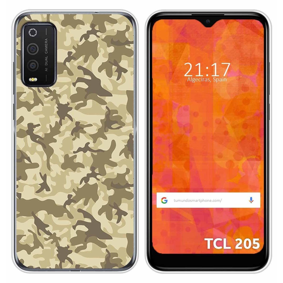 Funda Silicona para TCL 205 diseño Sand Camuflaje Dibujos