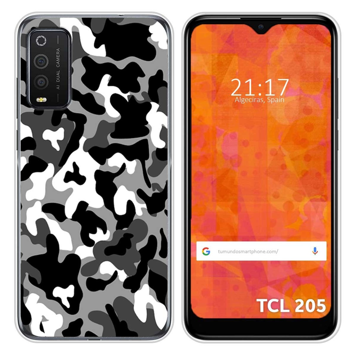 Funda Silicona para TCL 205 diseño Snow Camuflaje Dibujos