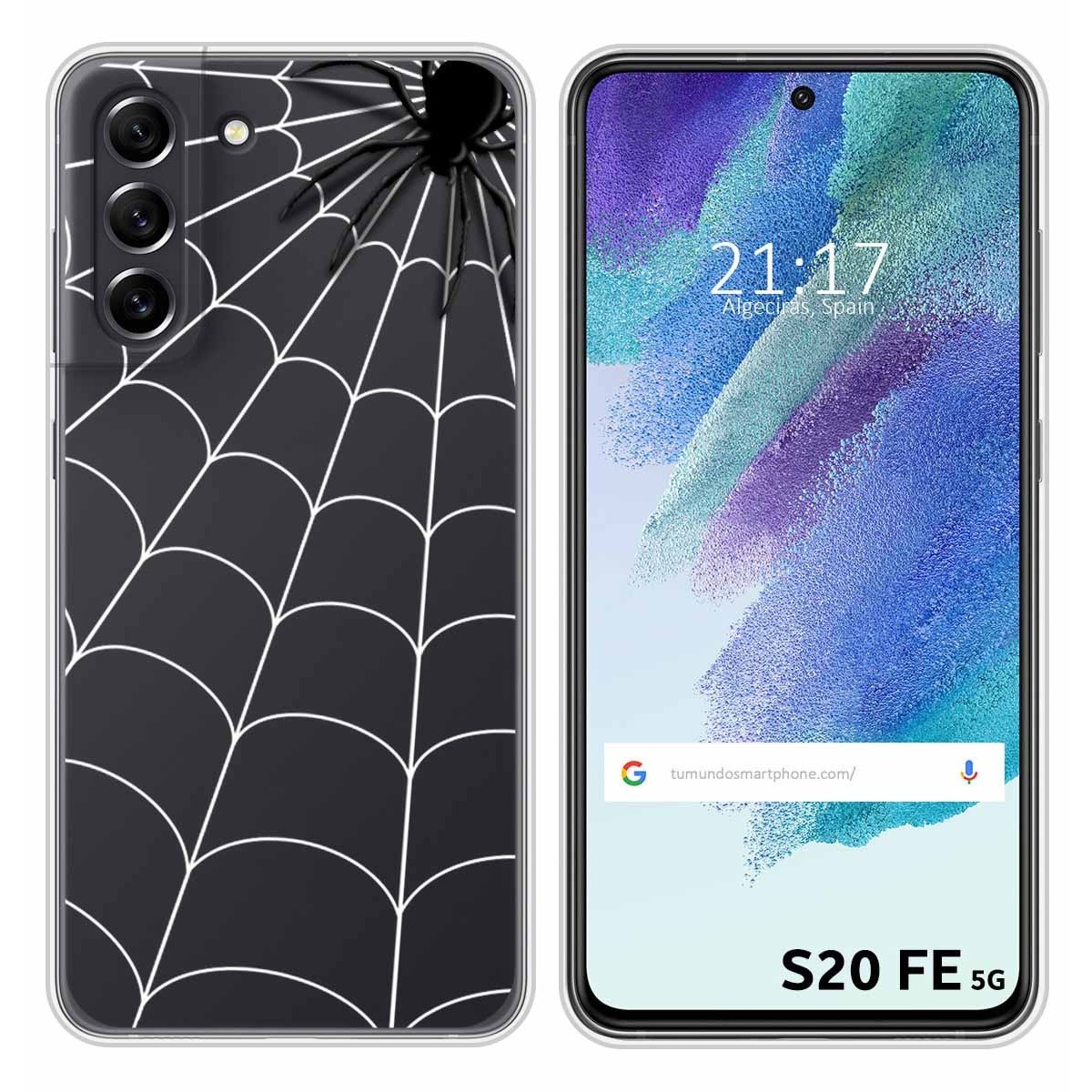 Funda Silicona Transparente para Samsung Galaxy S21 FE 5G diseño Araña Dibujos