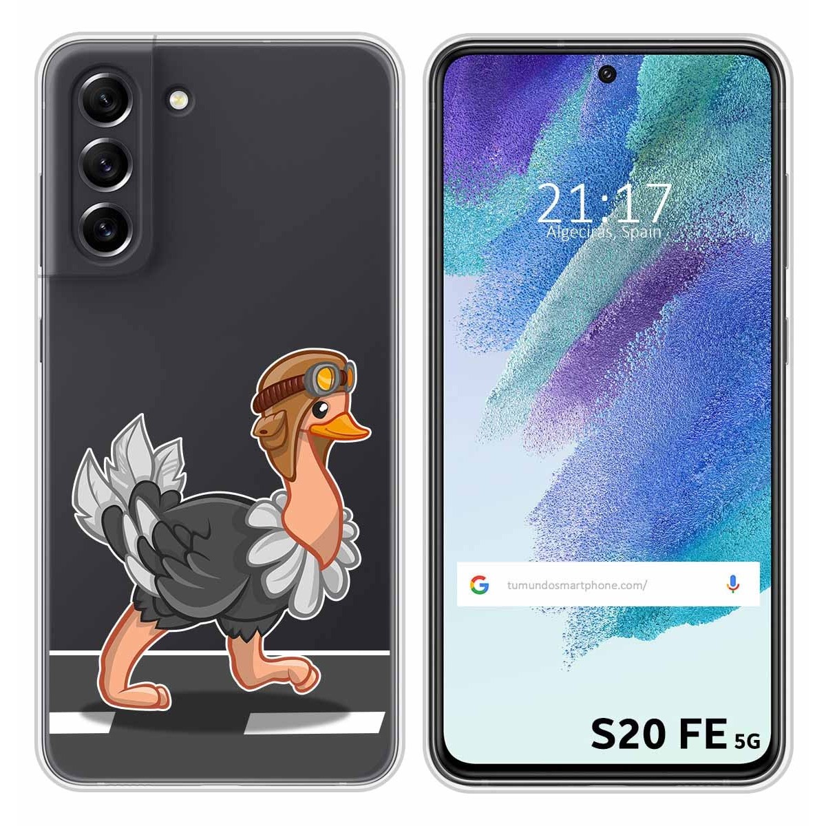 Funda Silicona Transparente para Samsung Galaxy S21 FE 5G diseño Avestruz Dibujos