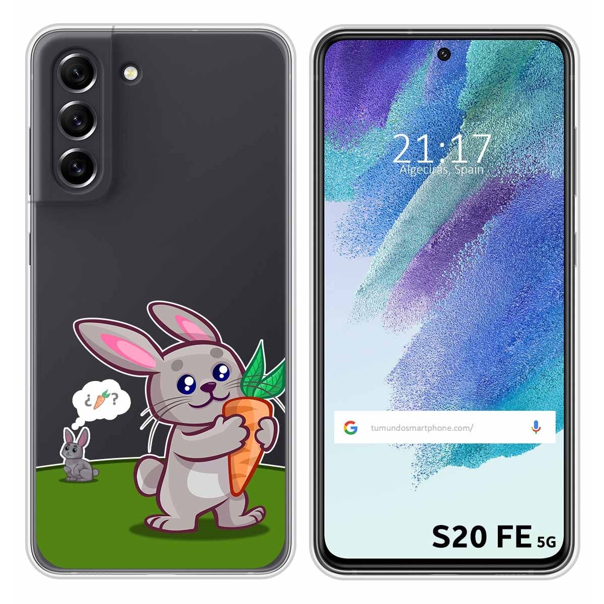 Funda Silicona Transparente para Samsung Galaxy S21 FE 5G diseño Conejo Dibujos