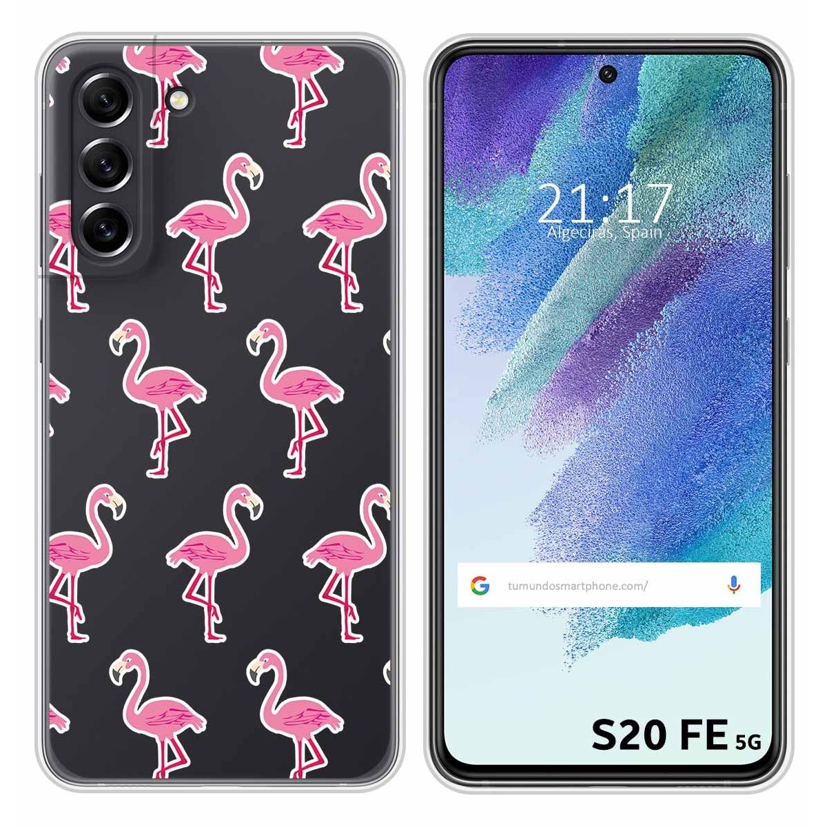 Funda Silicona Transparente para Samsung Galaxy S21 FE 5G diseño Flamenco Dibujos