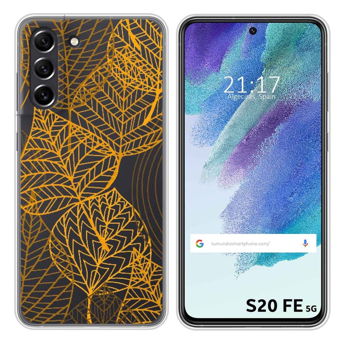 Funda Silicona Transparente para Samsung Galaxy S21 FE 5G diseño Hojas Dibujos