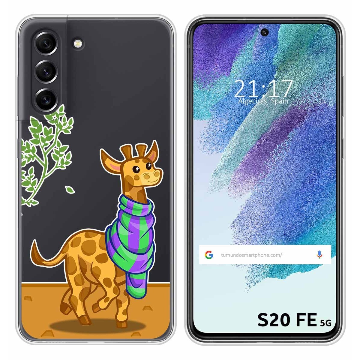 Funda Silicona Transparente para Samsung Galaxy S21 FE 5G diseño Jirafa Dibujos