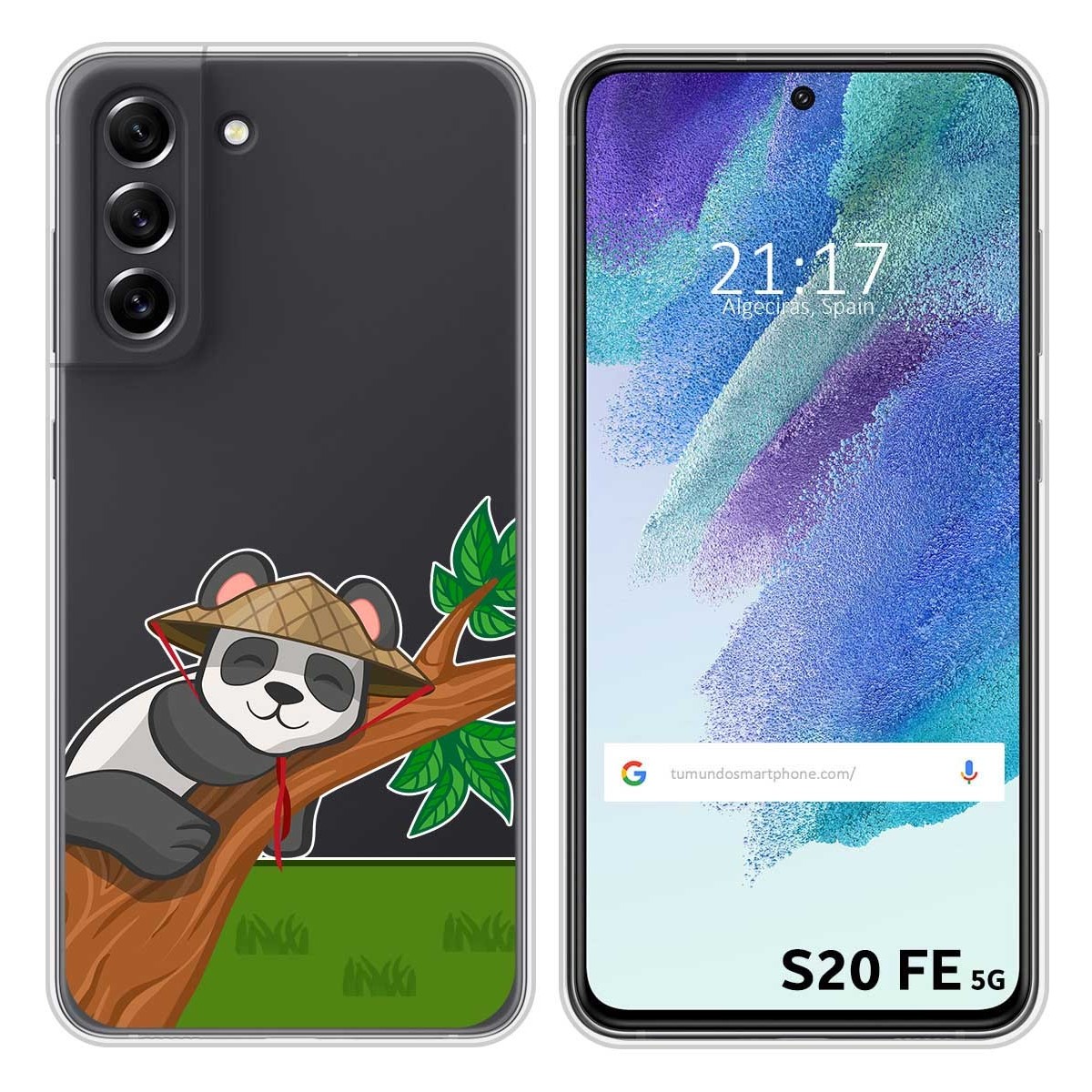 Funda Silicona Transparente para Samsung Galaxy S21 FE 5G diseño Panda Dibujos