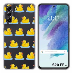 Funda Silicona Transparente para Samsung Galaxy S21 FE 5G diseño Pato Dibujos