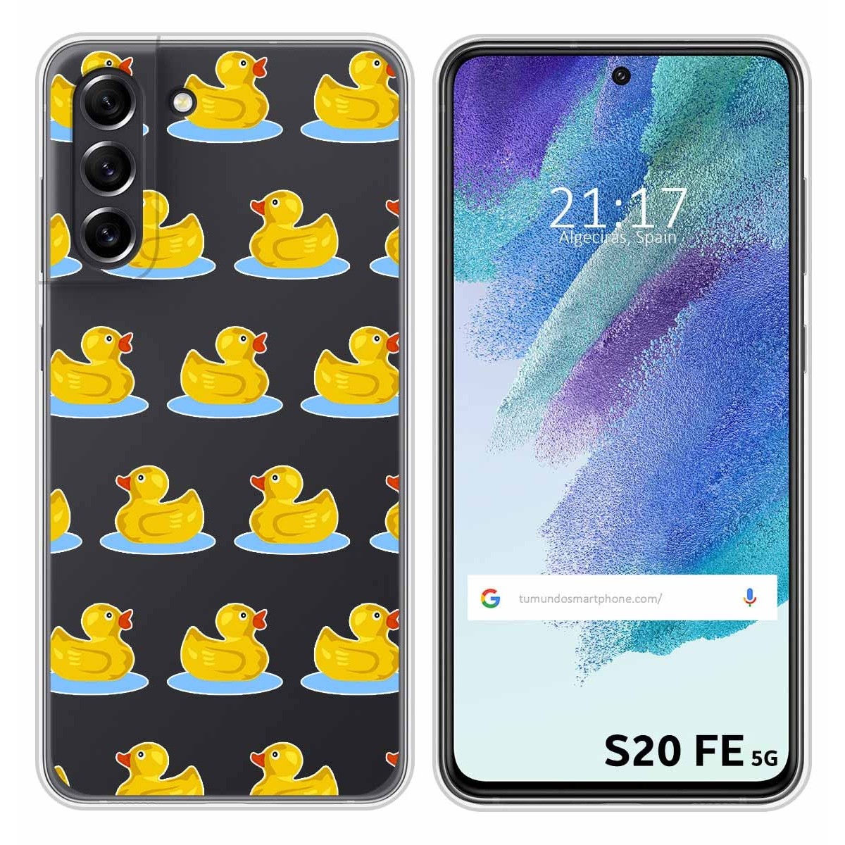 Funda Silicona Transparente para Samsung Galaxy S21 FE 5G diseño Pato Dibujos