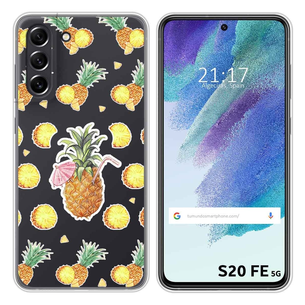 Funda Silicona Transparente para Samsung Galaxy S21 FE 5G diseño Piña Dibujos