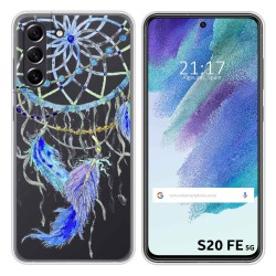 Funda Silicona Transparente para Samsung Galaxy S21 FE 5G diseño Plumas Dibujos