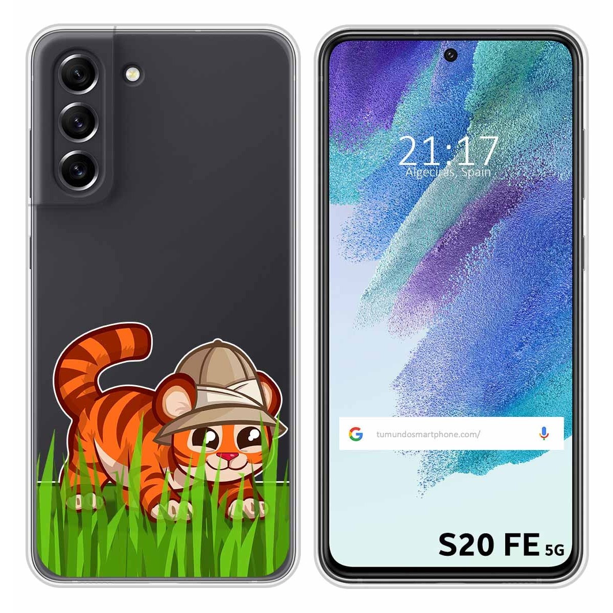 Funda Silicona Transparente para Samsung Galaxy S21 FE 5G diseño Tigre Dibujos