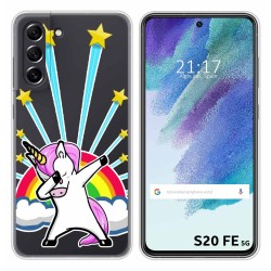 Funda Silicona Transparente para Samsung Galaxy S21 FE 5G diseño Unicornio Dibujos