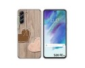 Funda Silicona para Samsung Galaxy S21 FE 5G diseño Corazones Madera Dibujos