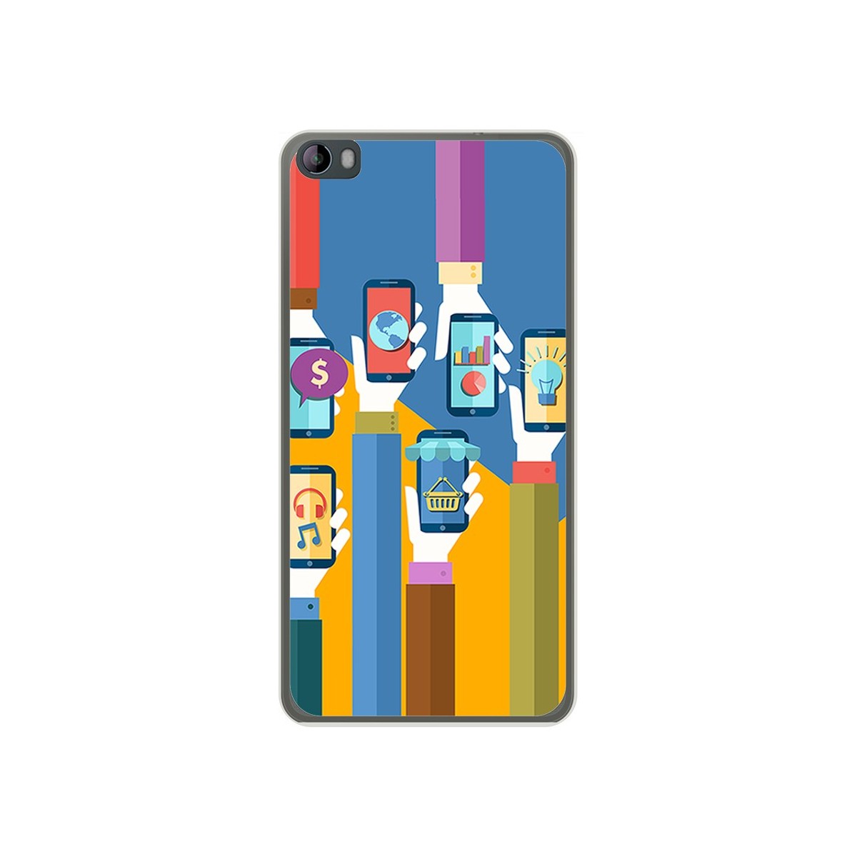 Funda Gel Tpu para Hisense L695 Diseño Apps Dibujos