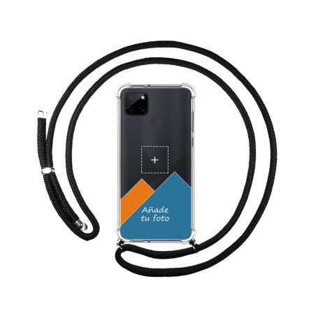 Personaliza tu Funda Colgante Transparente para Realme C21Y / C25Y con Cordon Negro Dibujo Personalizada