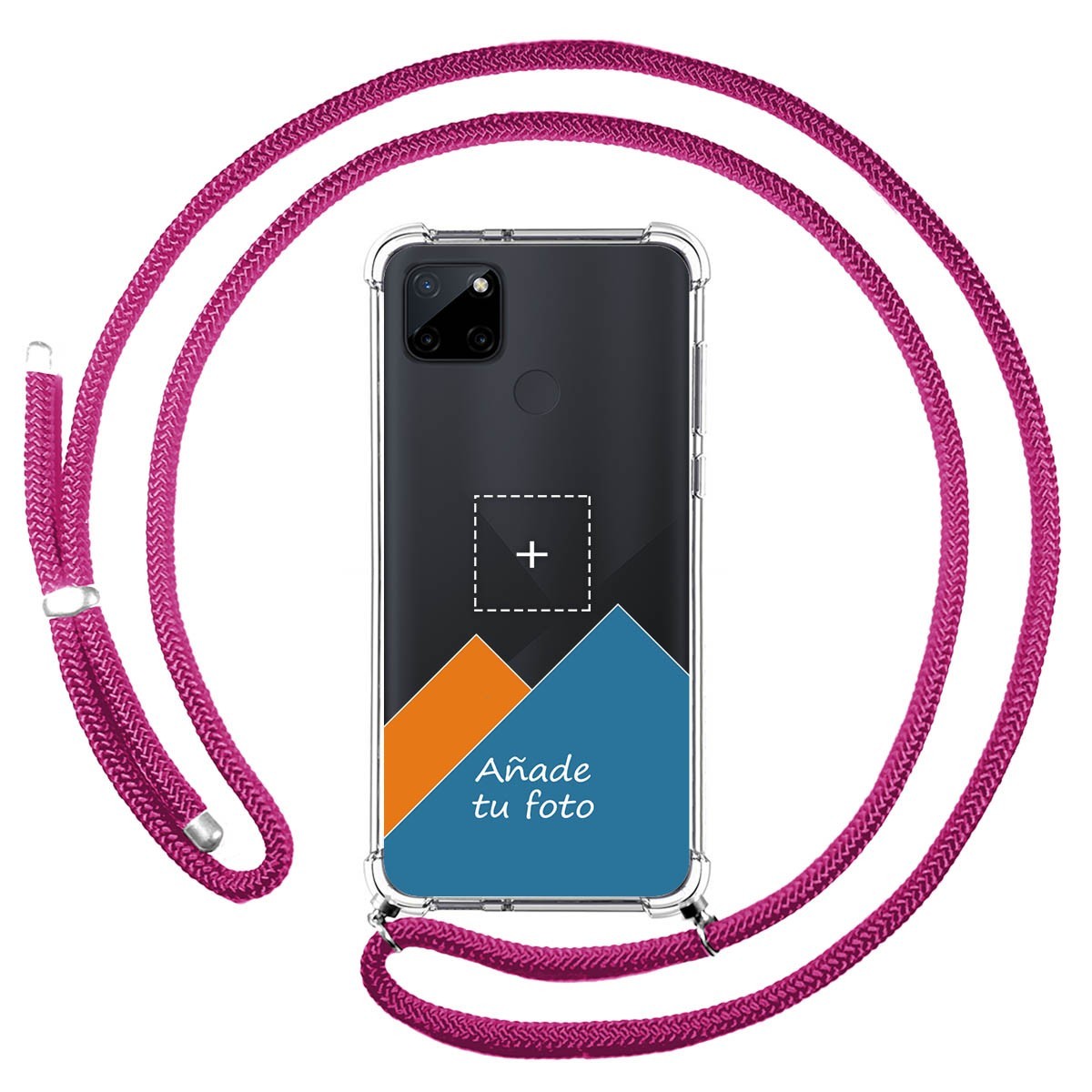 Personaliza tu Funda Colgante Transparente para Realme C21Y / C25Y con Cordon Rosa Fucsia Dibujo Personalizada