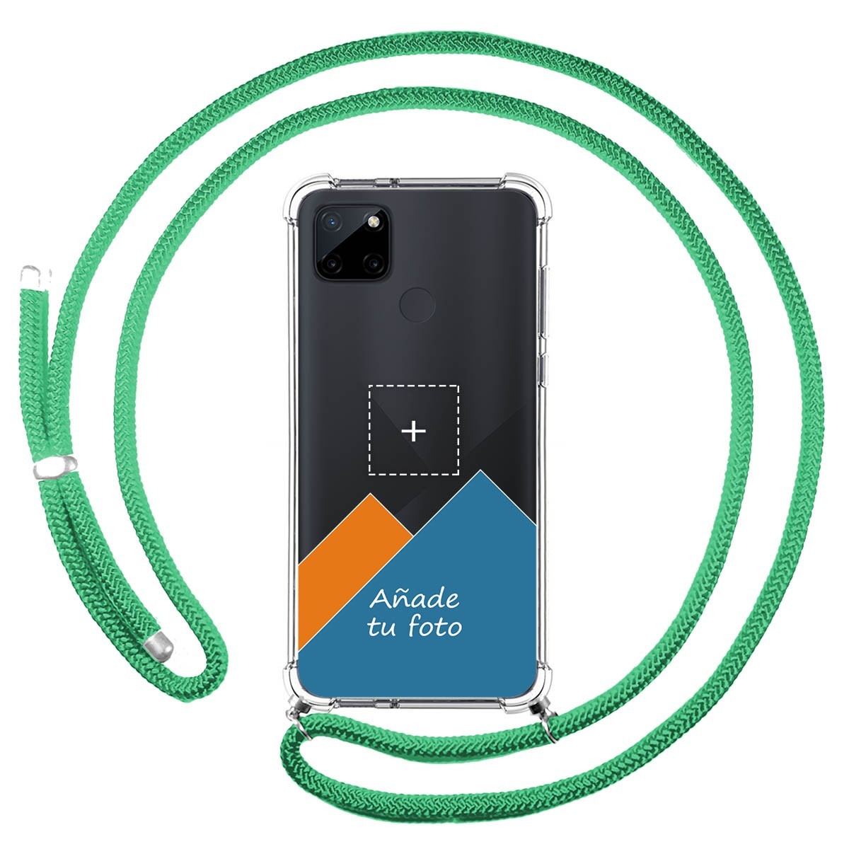 Personaliza tu Funda Colgante Transparente para Realme C21Y / C25Y con Cordon Verde Agua Dibujo Personalizada