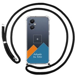 Personaliza tu Funda Colgante Transparente para OnePlus Nord N20 5G con Cordon Negro Dibujo Personalizada