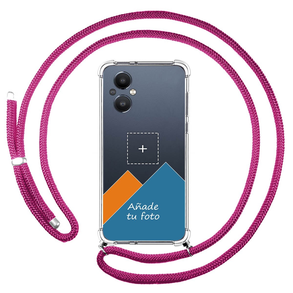 Personaliza tu Funda Colgante Transparente para OnePlus Nord N20 5G con Cordon Rosa Fucsia Dibujo Personalizada