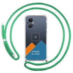 Personaliza tu Funda Colgante Transparente para OnePlus Nord N20 5G con Cordon Verde Agua Dibujo Personalizada