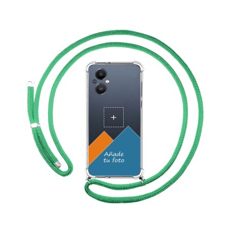 Personaliza tu Funda Colgante Transparente para OnePlus Nord N20 5G con Cordon Verde Agua Dibujo Personalizada