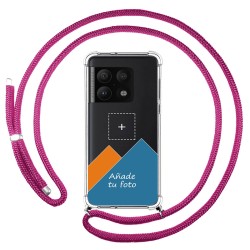 Personaliza tu Funda Colgante Transparente para OnePlus 10 Pro 5G con Cordon Rosa Fucsia Dibujo Personalizada