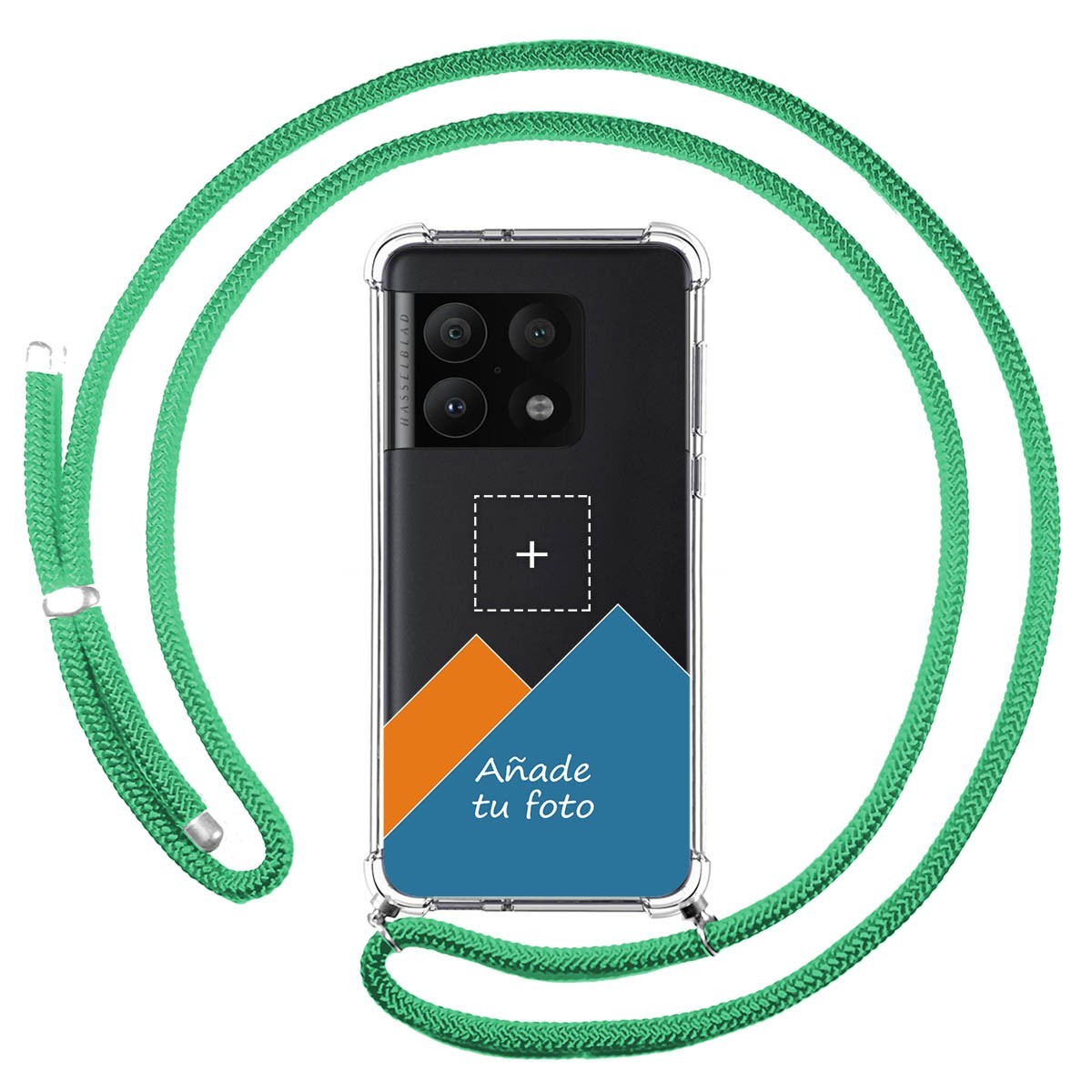 Personaliza tu Funda Colgante Transparente para OnePlus 10 Pro 5G con Cordon Verde Agua Dibujo Personalizada