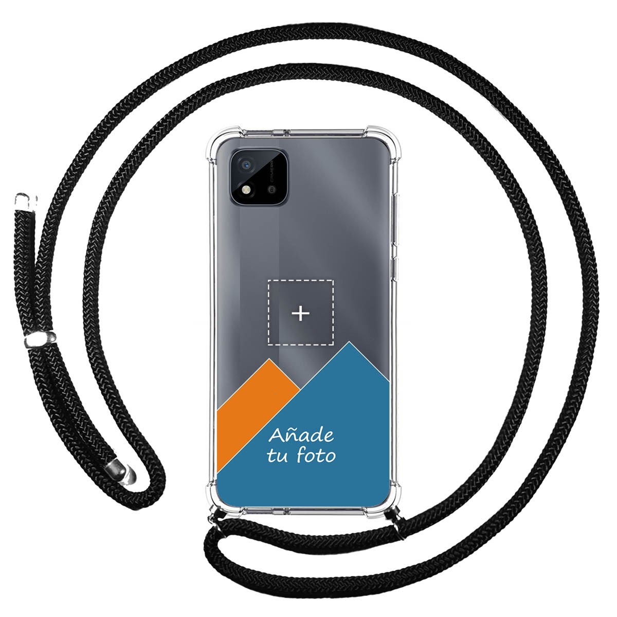 Personaliza tu Funda Colgante Transparente para Realme C11 2021 con Cordon Negro Dibujo Personalizada