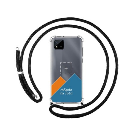 Personaliza tu Funda Colgante Transparente para Realme C11 2021 con Cordon Negro Dibujo Personalizada
