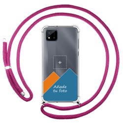 Personaliza tu Funda Colgante Transparente para Realme C11 2021 con Cordon Rosa Fucsia Dibujo Personalizada