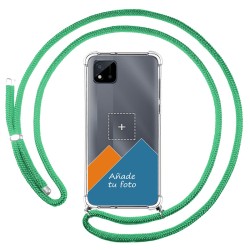 Personaliza tu Funda Colgante Transparente para Realme C11 2021 con Cordon Verde Agua Dibujo Personalizada