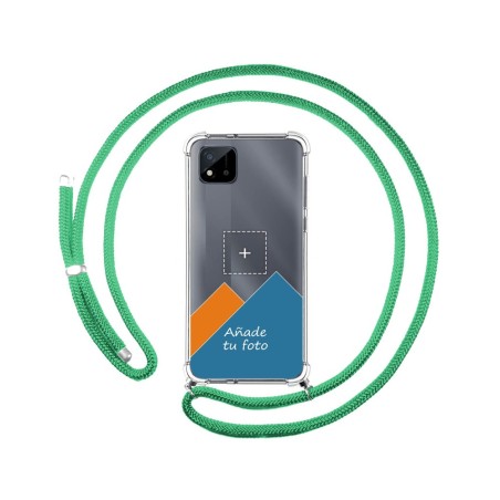 Personaliza tu Funda Colgante Transparente para Realme C11 2021 con Cordon Verde Agua Dibujo Personalizada