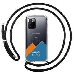 Personaliza tu Funda Colgante Transparente para Xiaomi POCO X3 GT 5G con Cordon Negro Dibujo Personalizada