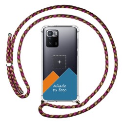Personaliza tu Funda Colgante Transparente para Xiaomi POCO X3 GT 5G con Cordon Rosa / Dorado Dibujo Personalizada