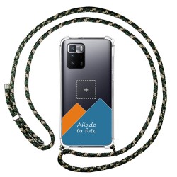 Personaliza tu Funda Colgante Transparente para Xiaomi POCO X3 GT 5G con Cordon Verde / Dorado Dibujo Personalizada