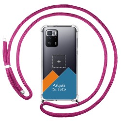 Personaliza tu Funda Colgante Transparente para Xiaomi POCO X3 GT 5G con Cordon Rosa Fucsia Dibujo Personalizada