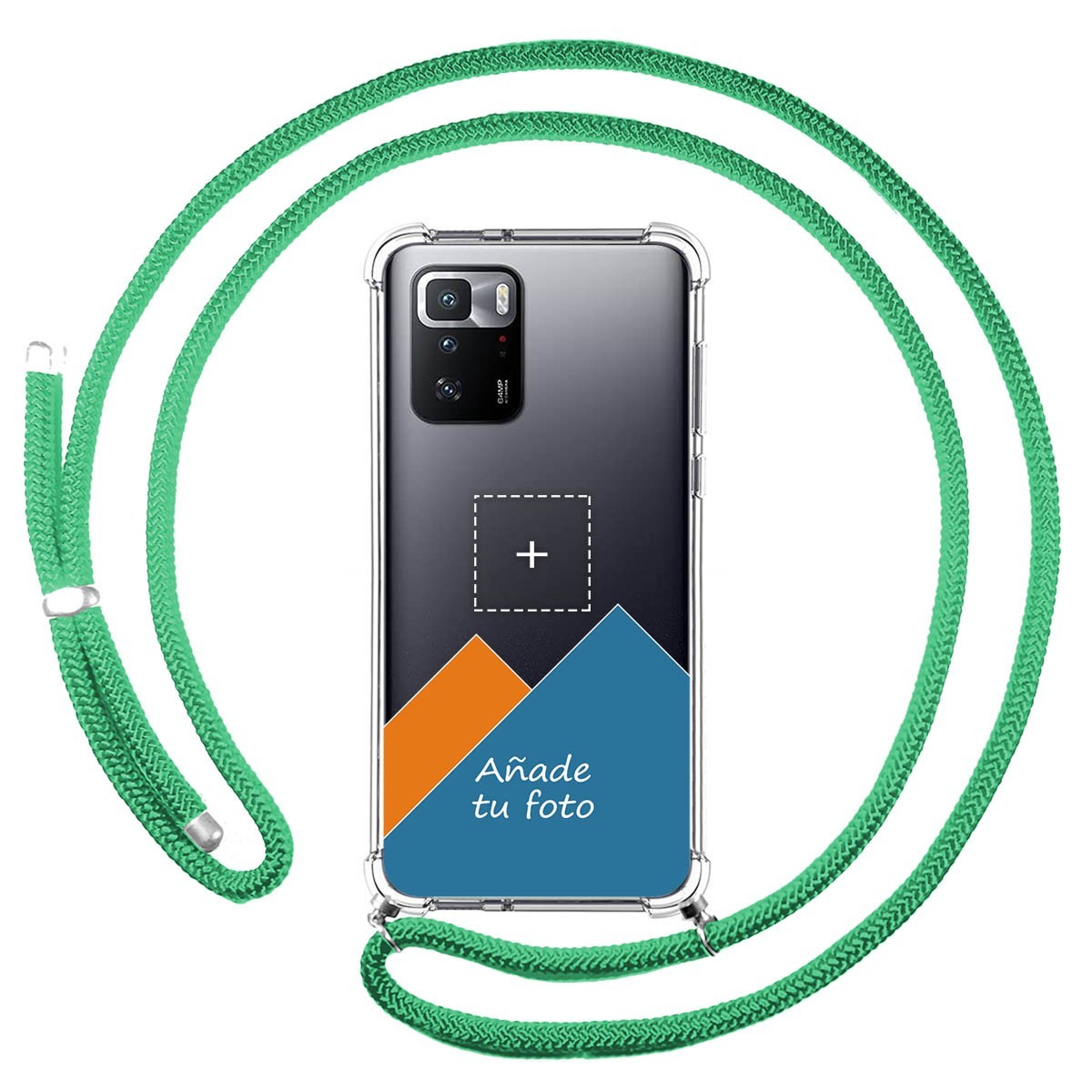 Personaliza tu Funda Colgante Transparente para Xiaomi POCO X3 GT 5G con Cordon Verde Agua Dibujo Personalizada