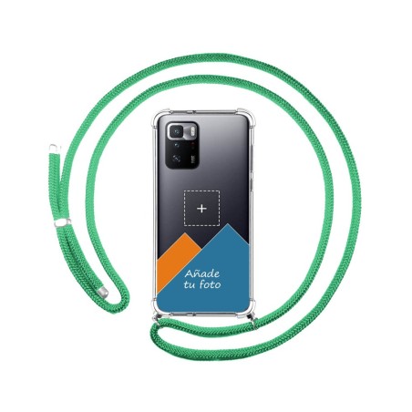 Personaliza tu Funda Colgante Transparente para Xiaomi POCO X3 GT 5G con Cordon Verde Agua Dibujo Personalizada