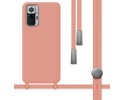 Funda Silicona Líquida con Cordón para Xiaomi Redmi Note 10 Pro color Rosa