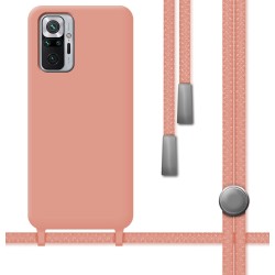Funda Silicona Líquida con Cordón para Xiaomi Redmi Note 10 Pro color Rosa