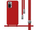 Funda Silicona Líquida con Cordón para Xiaomi Redmi Note 10 Pro color Roja