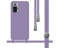 Funda Silicona Líquida con Cordón para Xiaomi Redmi Note 10 Pro color Morada