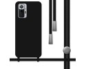 Funda Silicona Líquida con Cordón para Xiaomi Redmi Note 10 Pro color Negra