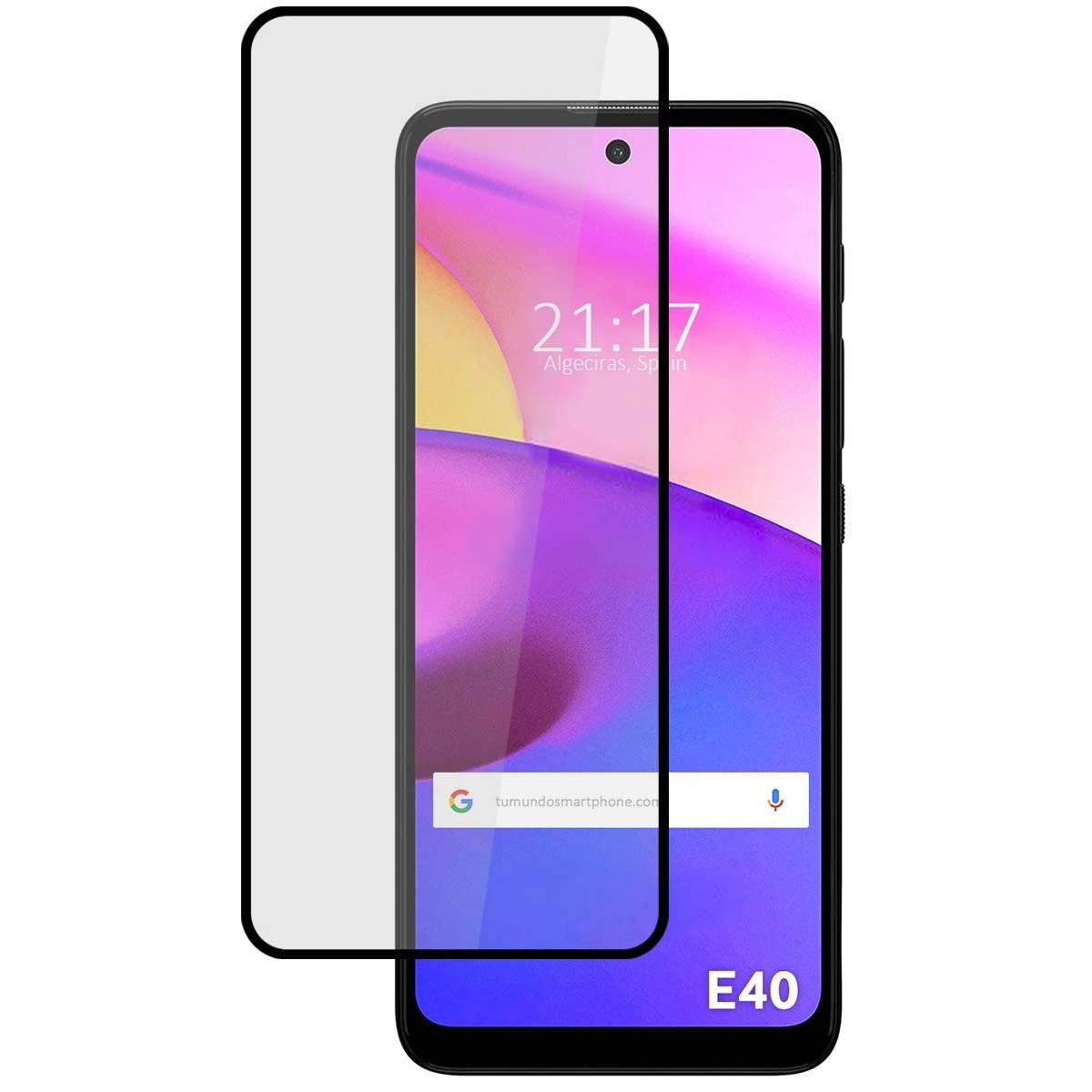 Protector Cristal Templado Completo 5D Full Glue Negro para Motorola Moto E40 Vidrio
