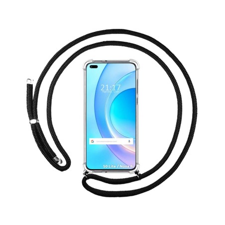 Funda Colgante Transparente para Huawei Honor 50 Lite 5G / Huawei Nova 8i con Cordon Negro